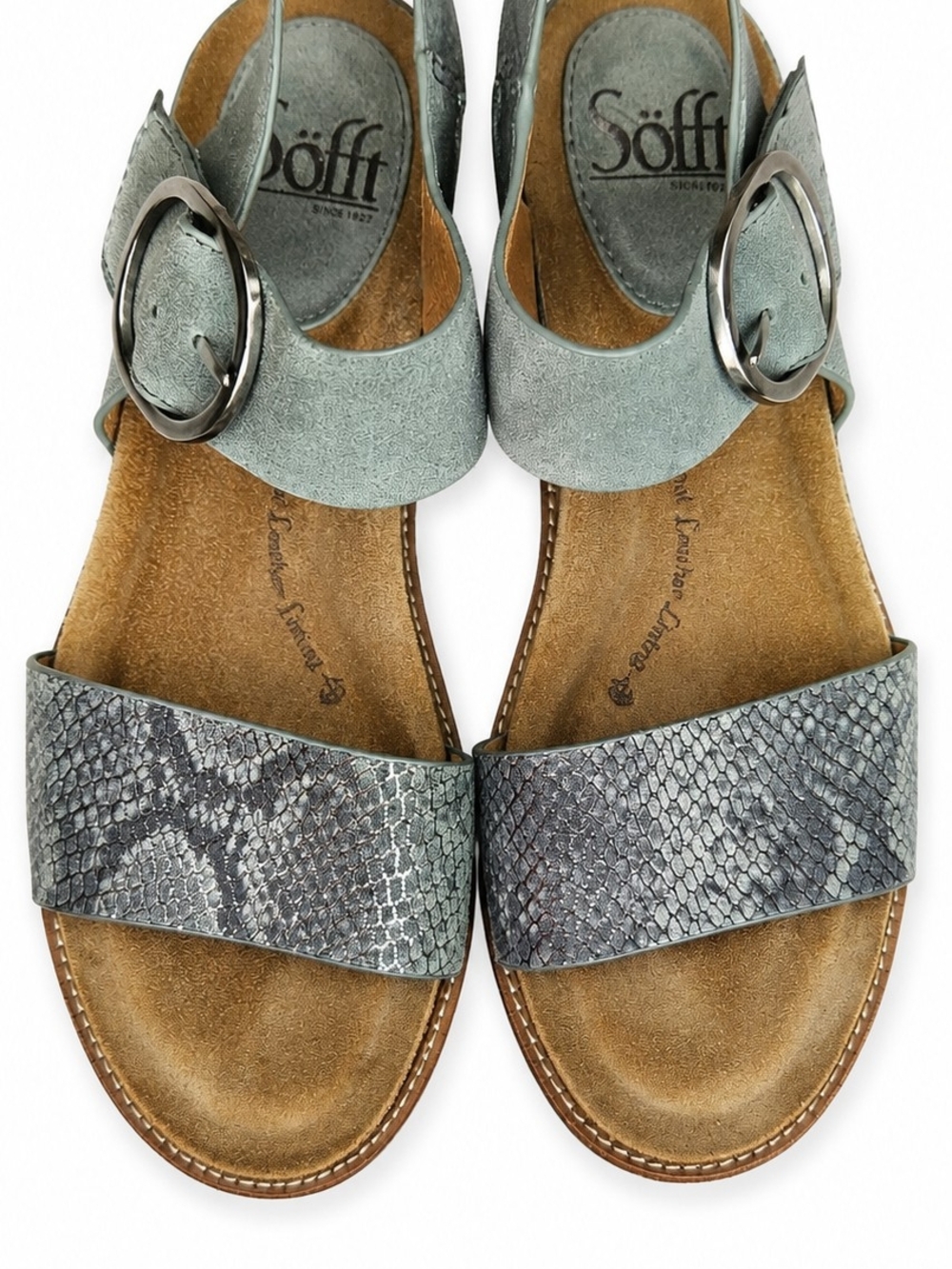 Sofft Women's Slate Gray Snake-Print Buckle Sandals